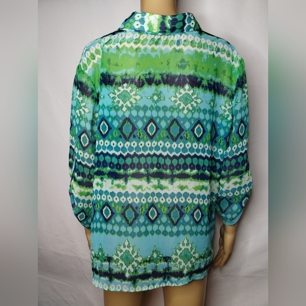 Christopher & Banks sheer women's size xl long sleeve button up shirt top - Picture 5 of 7